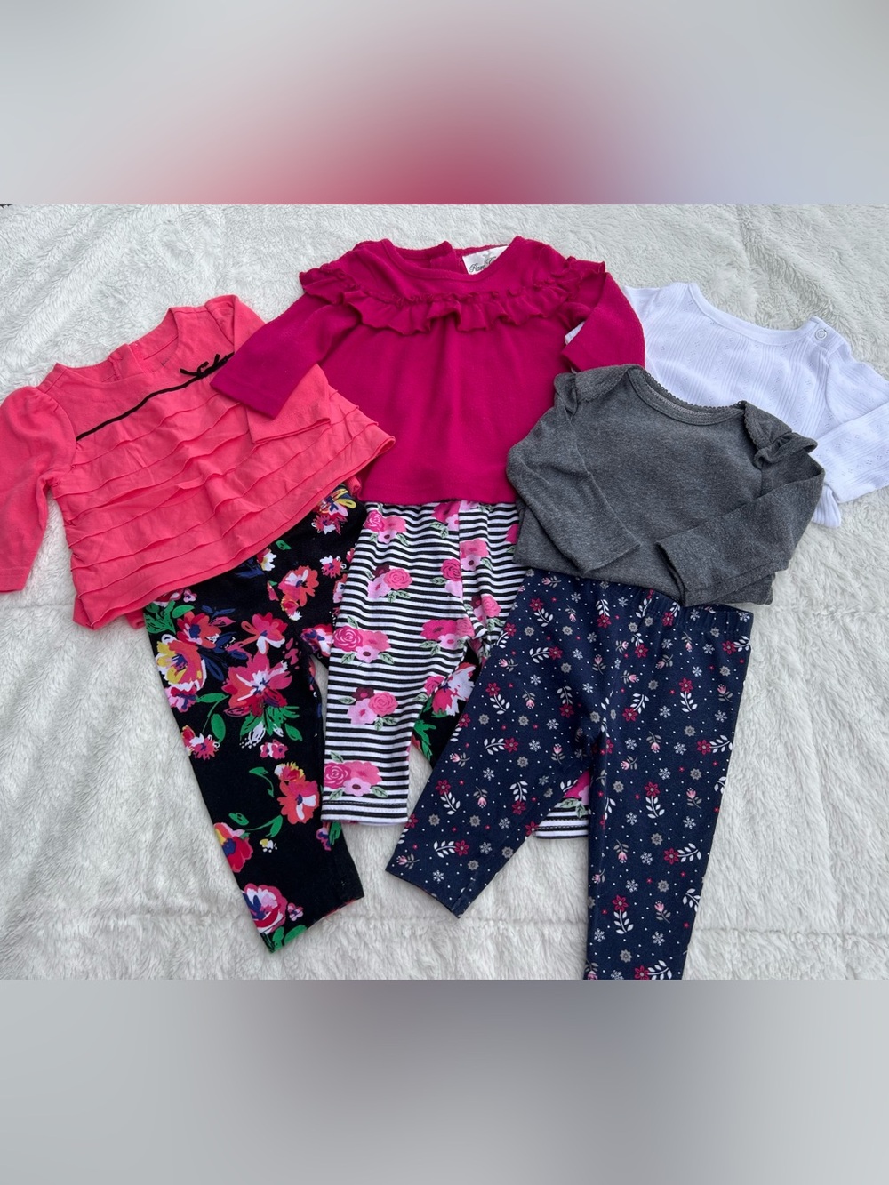 Baby Girls Mixed Tops & Leggings Set - Pink, Fuchsia, Floral